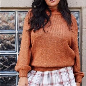 American Eagle Mock Neck Orange Sweater